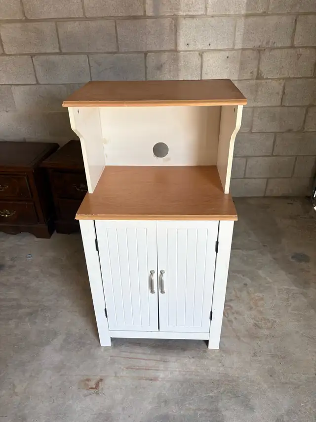 Free delivery used White and Wood Kitchen Microwave Cart