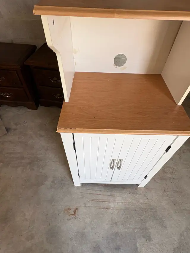 Free delivery used White and Wood Kitchen Microwave Cart - Photo 6