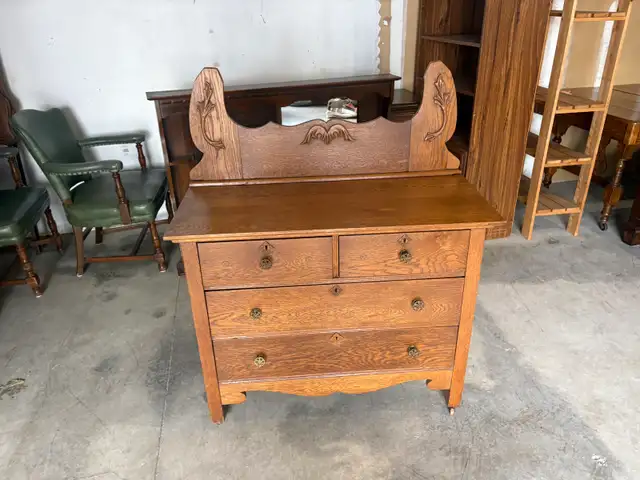 Free delivery used Antique Oak Dresser - Photo 2