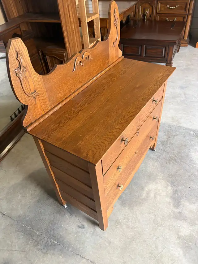 Free delivery used Antique Oak Dresser - Photo 3
