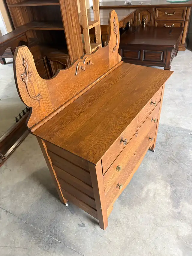Free delivery used Antique Oak Dresser - Photo 4