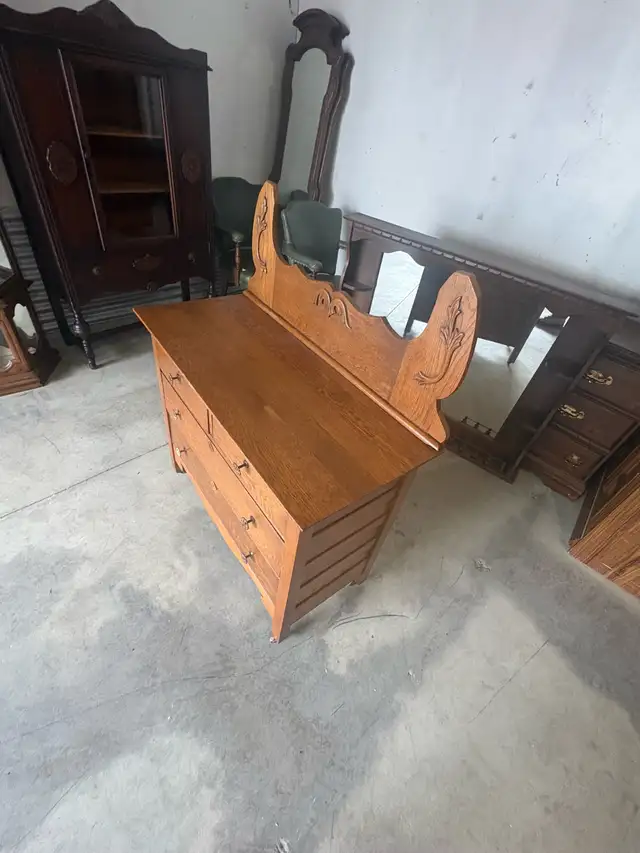 Free delivery used Antique Oak Dresser - Photo 7