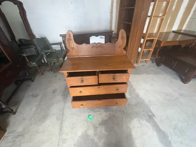 Free delivery used Antique Oak Dresser - Photo 8