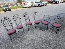 Free delivery used Set of 6 Vintage Wrought Iron Chairs - Photo 2
