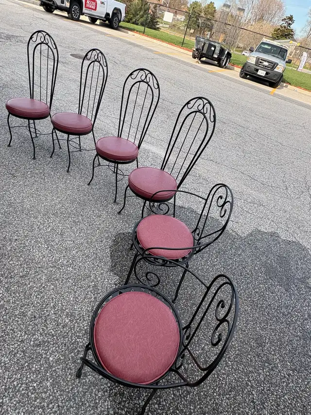 Free delivery used Set of 6 Vintage Wrought Iron Chairs - Photo 7
