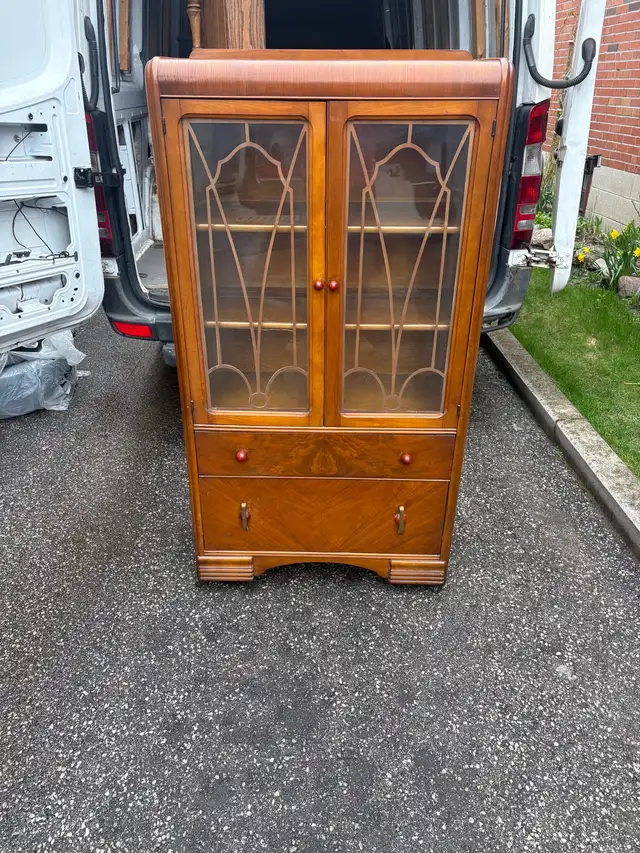 Free delivery antique Vintage Wooden Display Cabinet - Photo 3