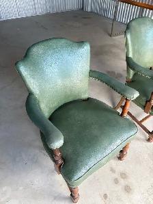 Free delivery used Green Leather Armchairs (Set of 2) - Photo 3