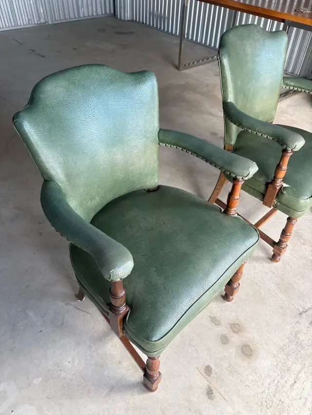 Free delivery used Green Leather Armchairs (Set of 2) - Photo 6