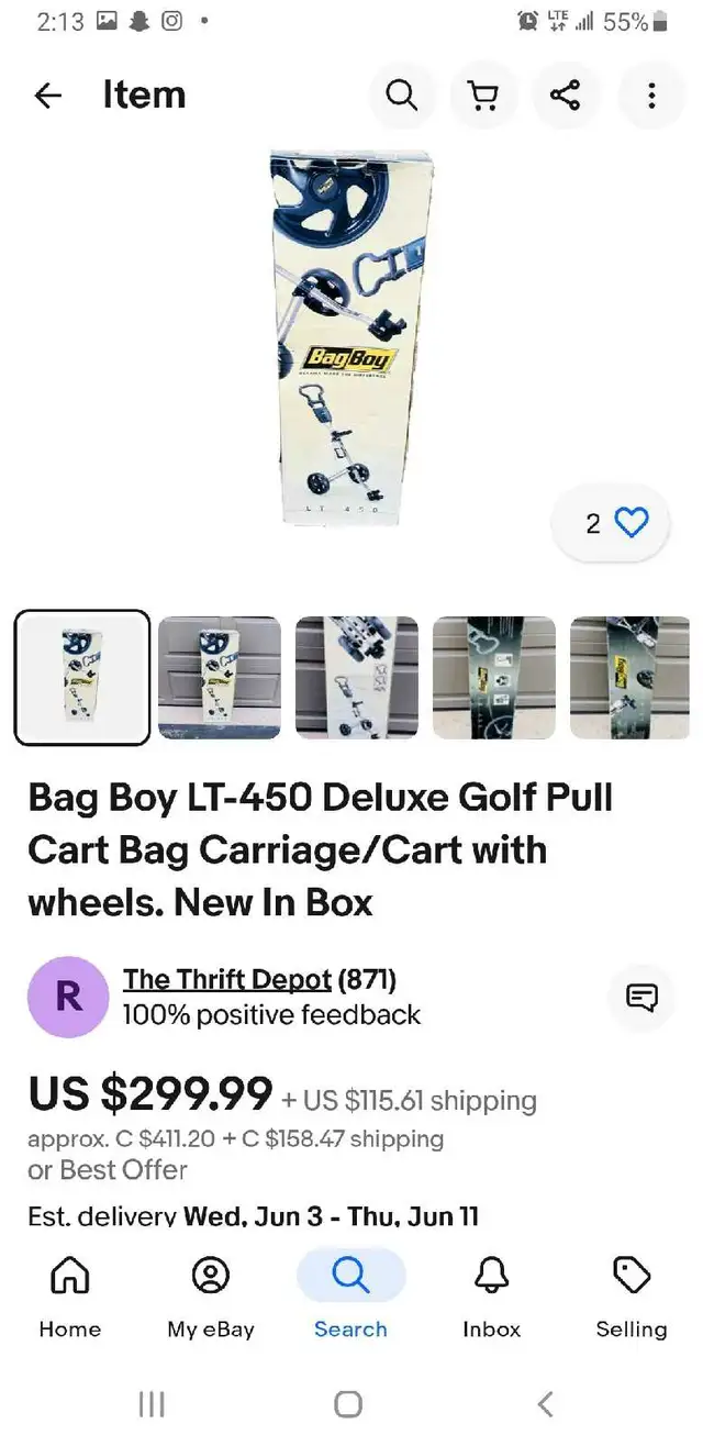 Bag Boy LT-450 Golf Cart Carriage - Chariot de Golf Deluxe