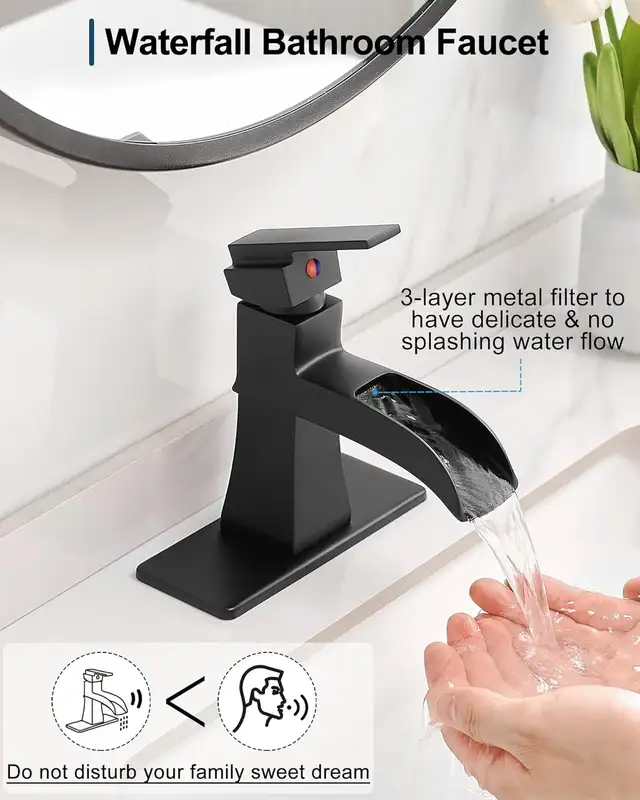Brand New Black Bathroom Waterfall Faucet For Sale - Photo 3