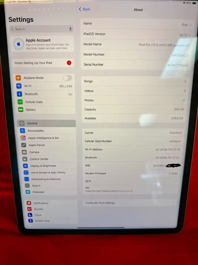 12.9' iPad Pro Wi-Fi   Cellular 256GB 6th Gen W Box Charger - Photo 2
