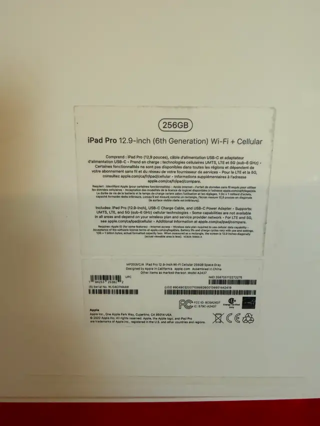 12.9' iPad Pro Wi-Fi   Cellular 256GB 6th Gen W Box Charger - Photo 6