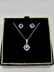 14k W/G Sapphire Diamond Earrings and Pendant