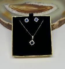 14k W/G Sapphire Diamond Earrings and Pendant - Photo 2