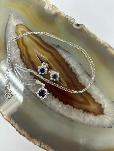14k W/G Sapphire Diamond Earrings and Pendant - Photo 3