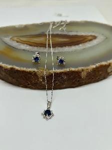 14k W/G Sapphire Diamond Earrings and Pendant - Photo 4