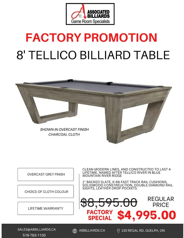 4x8' Luxury Tellico Billiard Table - 40% off Factory Sale! - Photo 2