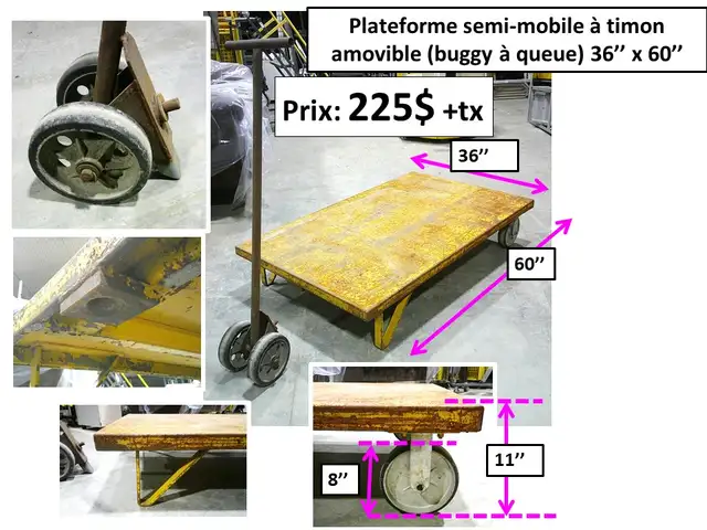 Charriot Plateforme semi-mobile à timon (buggy à queue)36''x60''