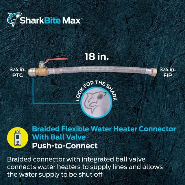 SharkBite Max 3/4 Inch Ball Valve x 3/4 Inch FIP x 18 Inch - Photo 2