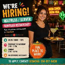 Embauchons une serveuse pour un restaurant mexicain amusants