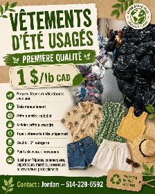 Friperie? Vetements ete 1$/lb pour ton stock