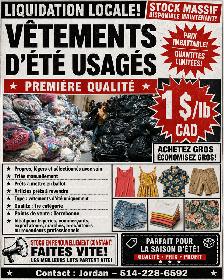 Lots vetements 1$/lb (deja tries) — pickup Terrebonne ou livrais