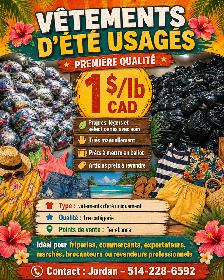 LIQUIDATION — Vetements ete 1$/lb — Stock dispo cette semaine