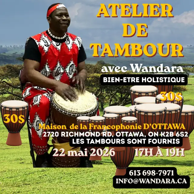 Workshop Uplifting Drumming/Atelier deTambours entraînants