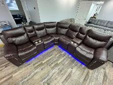 New Comfort 3 PC Power Recliner Sectional In Gel Leather In Sale