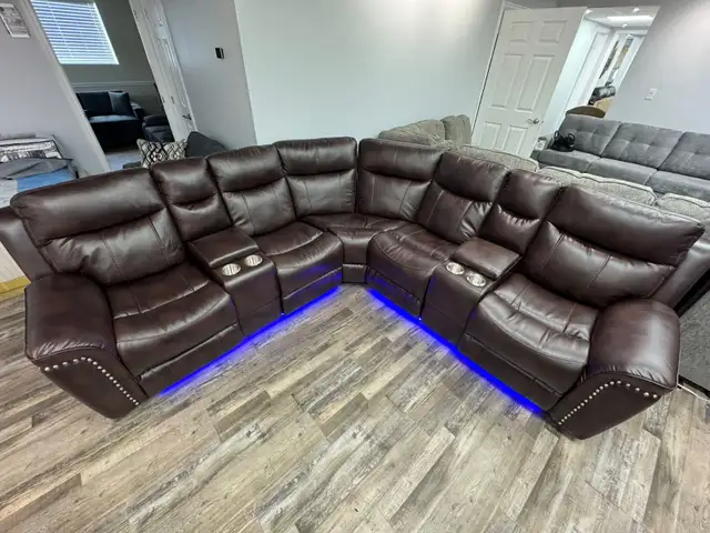 New Elegant 3 PC Power Recliner Sectional With LED Lights Sale