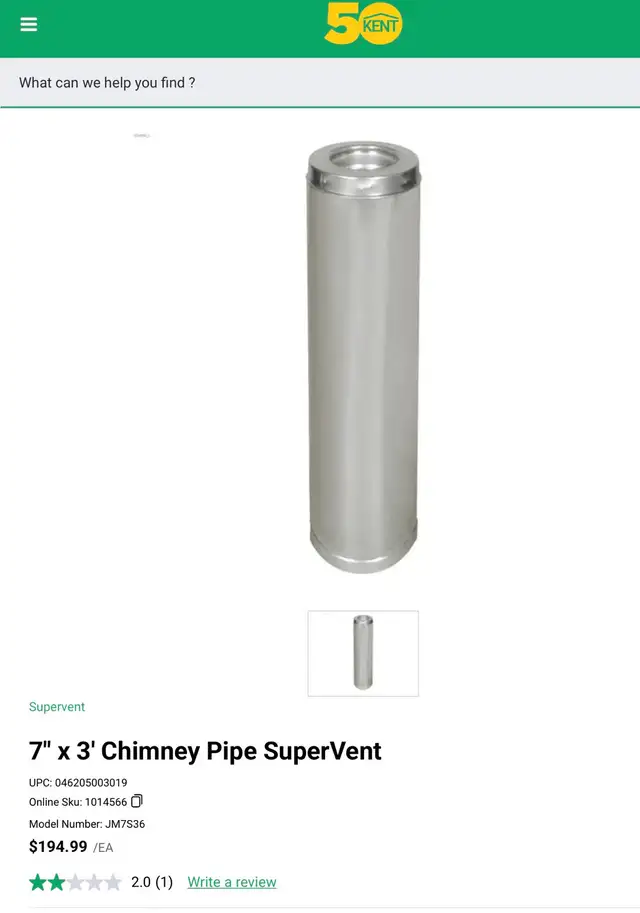 7" woodstove Selkirk chimney/ 6 FT high with chimney cap - Photo 3