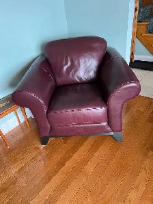 PALLISER BURGUNDY LEATHER ARM CHAIR PRICE REDUCED