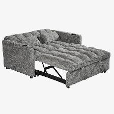 Fabric Upholstered Sofa Bed With Built-In USB Charging Ports