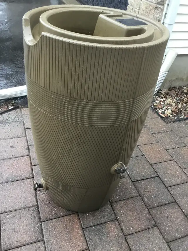 Plastic Drainable Dual Overflow Planter Rain Barrel - Photo 2