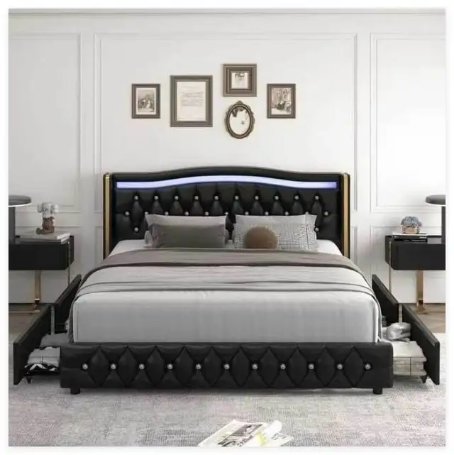 Brand New King Smart LED Platform Bed Frame with 4 Drawers $259 - Photo 9