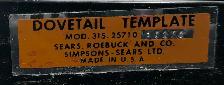 Sears Dovetail Template