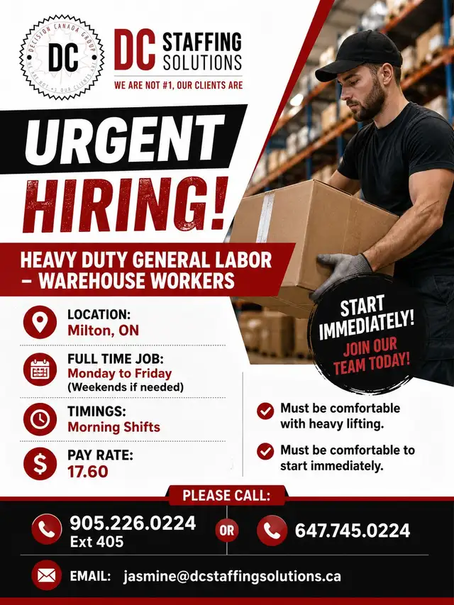 Hiring Forklift Operators and General Labor in Milton