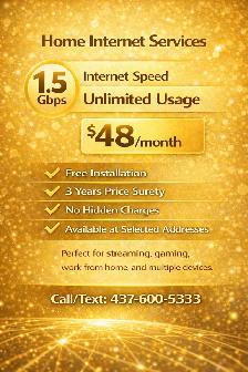 Best Home Internet - 1.5Gbps Fiber - Only $48