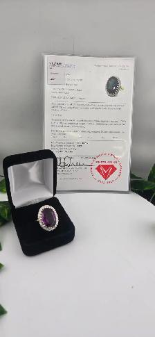 14KT Colour‐Change Sapphire Ring w/ Diamond Accents (#7496) - Photo 2