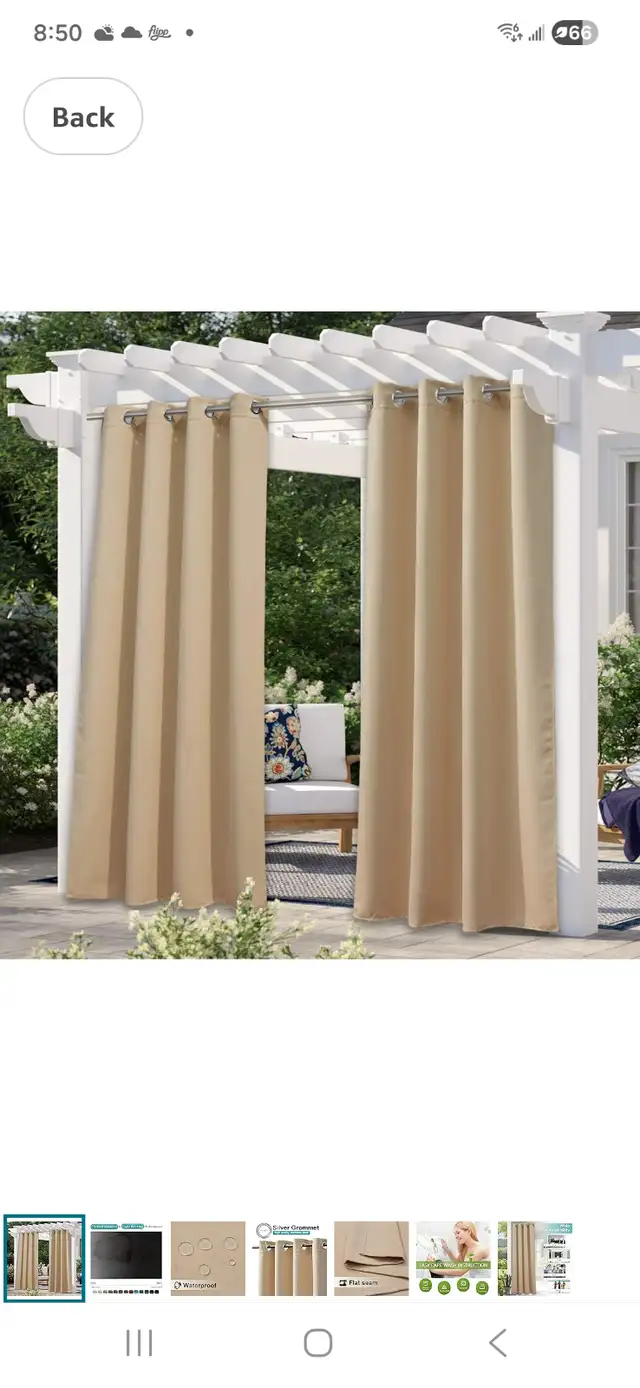 OUTDOOR CURTAINS W/LONG ROD