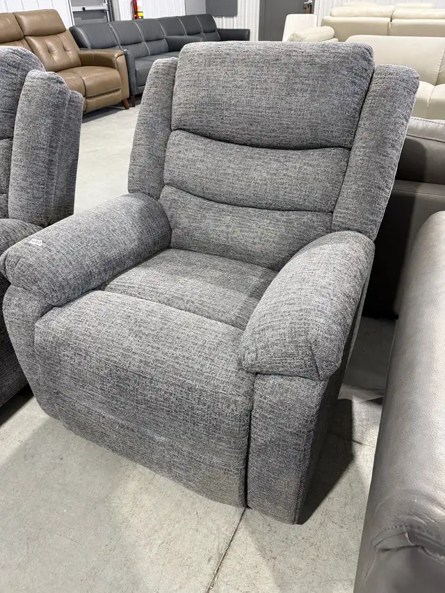 Grey fabric rocker manual recliner