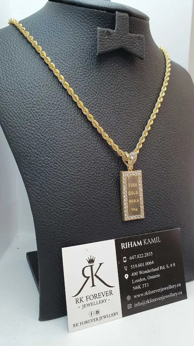 10k yellow gold chain &pendant # 401_7 - Photo 2