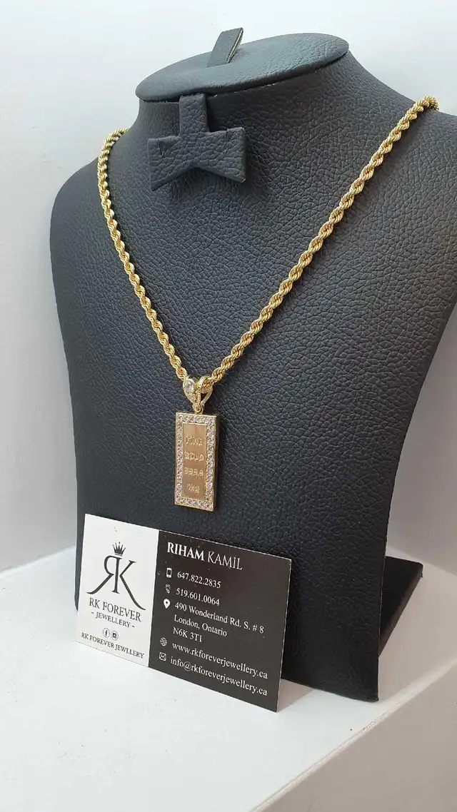 10k yellow gold chain &pendant # 401_7 - Photo 3