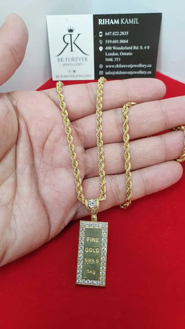 10k yellow gold chain &pendant # 401_7 - Photo 4