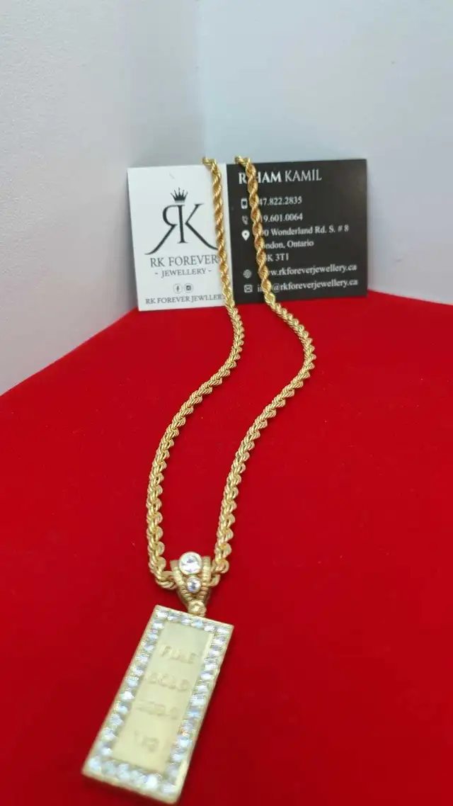 10k yellow gold chain &pendant # 401_7 - Photo 5