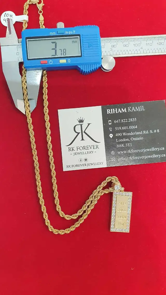 10k yellow gold chain &pendant # 401_7 - Photo 8