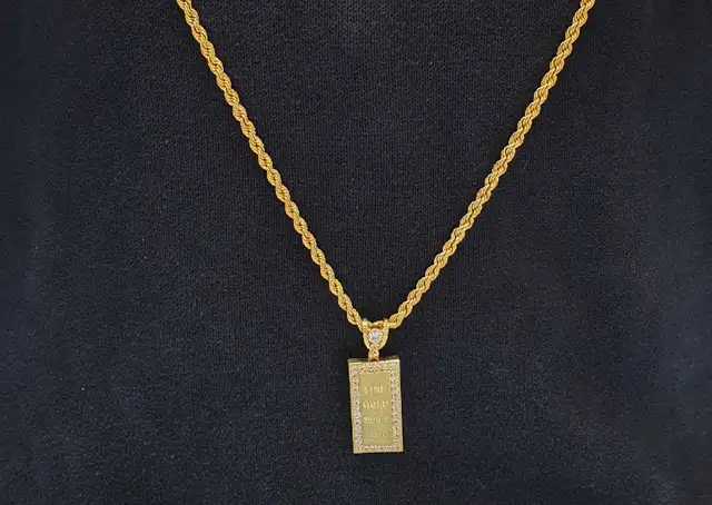10k yellow gold chain &pendant # 401_7 - Photo 9