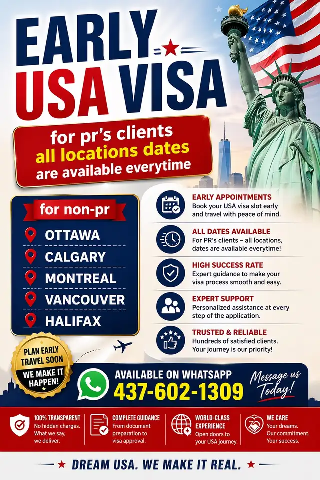 EARLY USA VISA appointment dates are available
