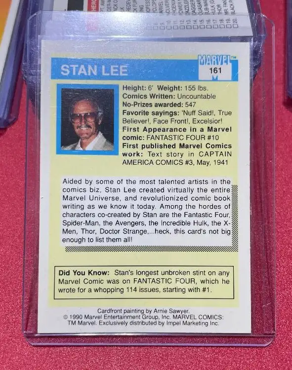 1990 Impel Marvel Universe I #161 Stan Lee: Mr. Marvel - Photo 2
