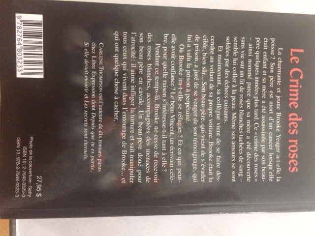 BON ROMAN NEUF DE CARLENE THOMPSON CRIME DES ROSES 448PAG: $5.00 - Photo 2